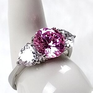 Women's Pink Cocktail Silver Ring Hypoallergenic